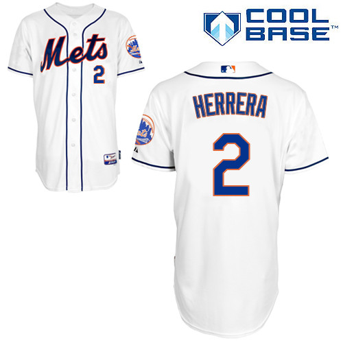 Dilson Herrera #2 MLB Jersey-New York Mets Men's Authentic Alternate 2 White Cool Base Baseball Jersey